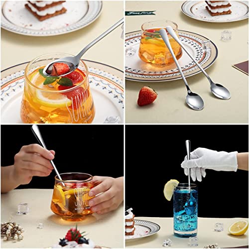 Image of Long Handle Spoon, Long Mixing Stirring Spoon for Iced Tea, Coffee Suitable for Tall Glasses, Cocktail Bar Stainless Steel Long Handle Spoon, Soda Spoon, Milkshake Spoon (6 pcs Imp Kodenur)