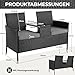 Clevich Polyrattan Gartenbank mit Tisch, Balkonmöbel 2er Set mit Weicher Sitzkissen, Gartenmöbel Set für Kleinen Balkon, Wetterfest, UV-beständig, Outdoor Sitzbank für Terrasse, Garten (Schwarz)