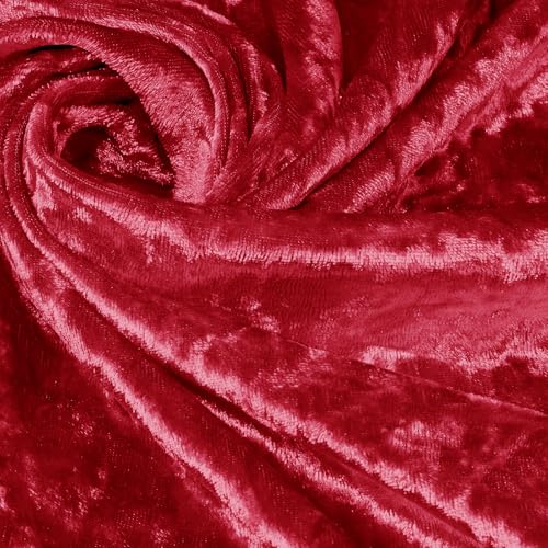 YPDY Red Stretch Crushed Velvet Fabric, 5 Yard 63" Wide