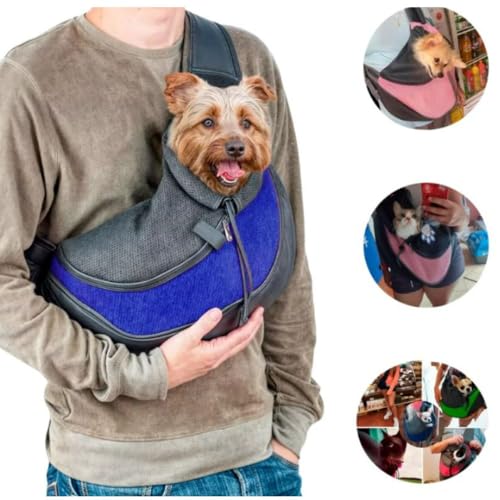 Bolsa Mochila Canguru Transversal para Transporte de Pet - Tecido Respirável, Alça Ajustável e Bolso