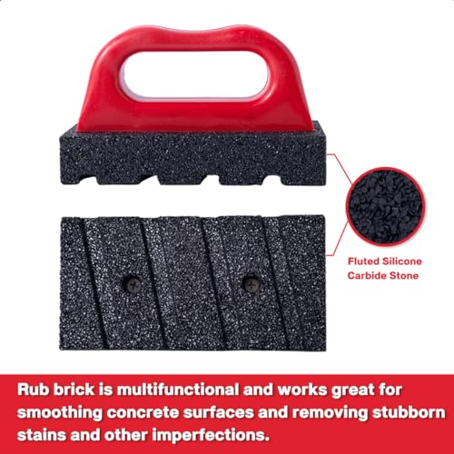 Loyzen Rub Brick Tool, 20 Grit Masonry Rubbing Brick, Concrete Tools, Removing Smoothing Cleaning Marks Fluted Tool with Handle - Image 4