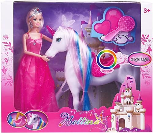 Magic Light Unicorn and Princess Dolls, Unicorn Horse Toys for Girls/Boys, Unicorn Doll Toys Playset Best Gifts for Christmas Birthday for Kids Aged 3 4 5 6 7 8+