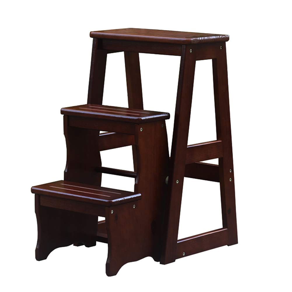 Escalera plegable taburetes escaleras de madera maciza de 3 escalones para hogar LUNEZY
