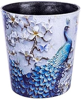 OVERWELL Waterproof Waste Paper Bin, 10L Waste Paper Basket for Bedroom, Kitchen and Office, 25 x 20 x 27cm, Blue Peacock