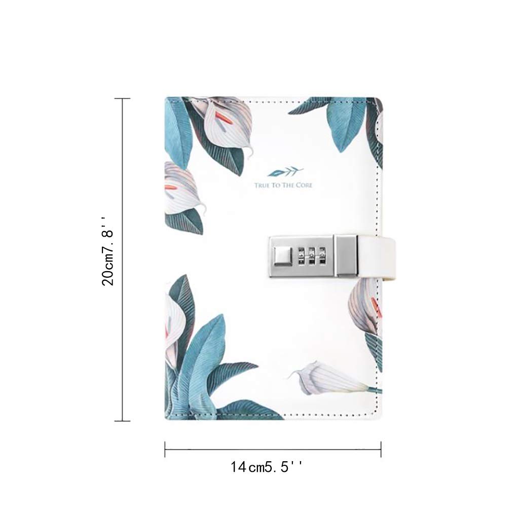 Kompositions-Notizbuch B6 PU Code Lock Buchhandbuch College Teenager Digital Locking Diary Kreativer Notizblock 112 Blatt 224 Seiten (P+w)
