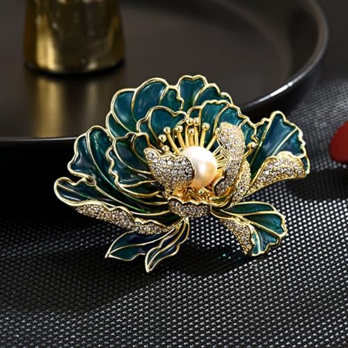 Image of Flower Brooch Pin - Rhinestone Flower Pin 18k Gold Plated - Thanksgiving Day, Birthday, Wedding Gifts for Mom, Wife
