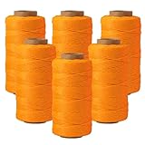 Mason Line String 1.3mm Thick Twisted Polypropylene – Durable Construction Twine for Laying Bricks, Blocks, Fences in Gardening, DIY & Landscaping Projects (Orange, 393 Ft x 6 Pcs)