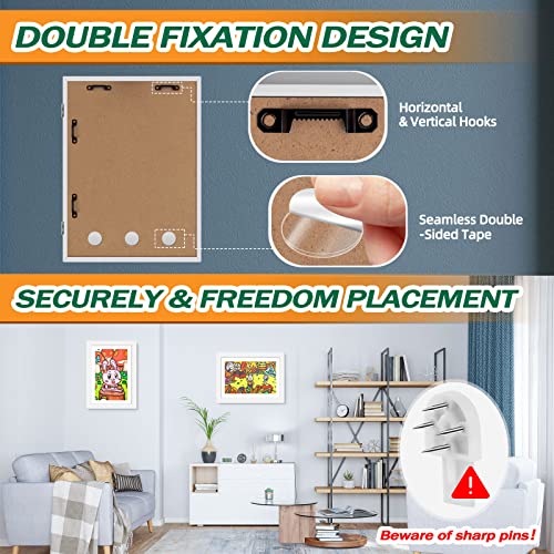 Immerrot 4 Pack Kids Art Frames 8.5X11 Inch Kids Artwork Frame Changeable For Picture Display, Children School Drawing Projects Storage, Horizontally & Vertically Wall Hanging, Front Opening, White #TOP4