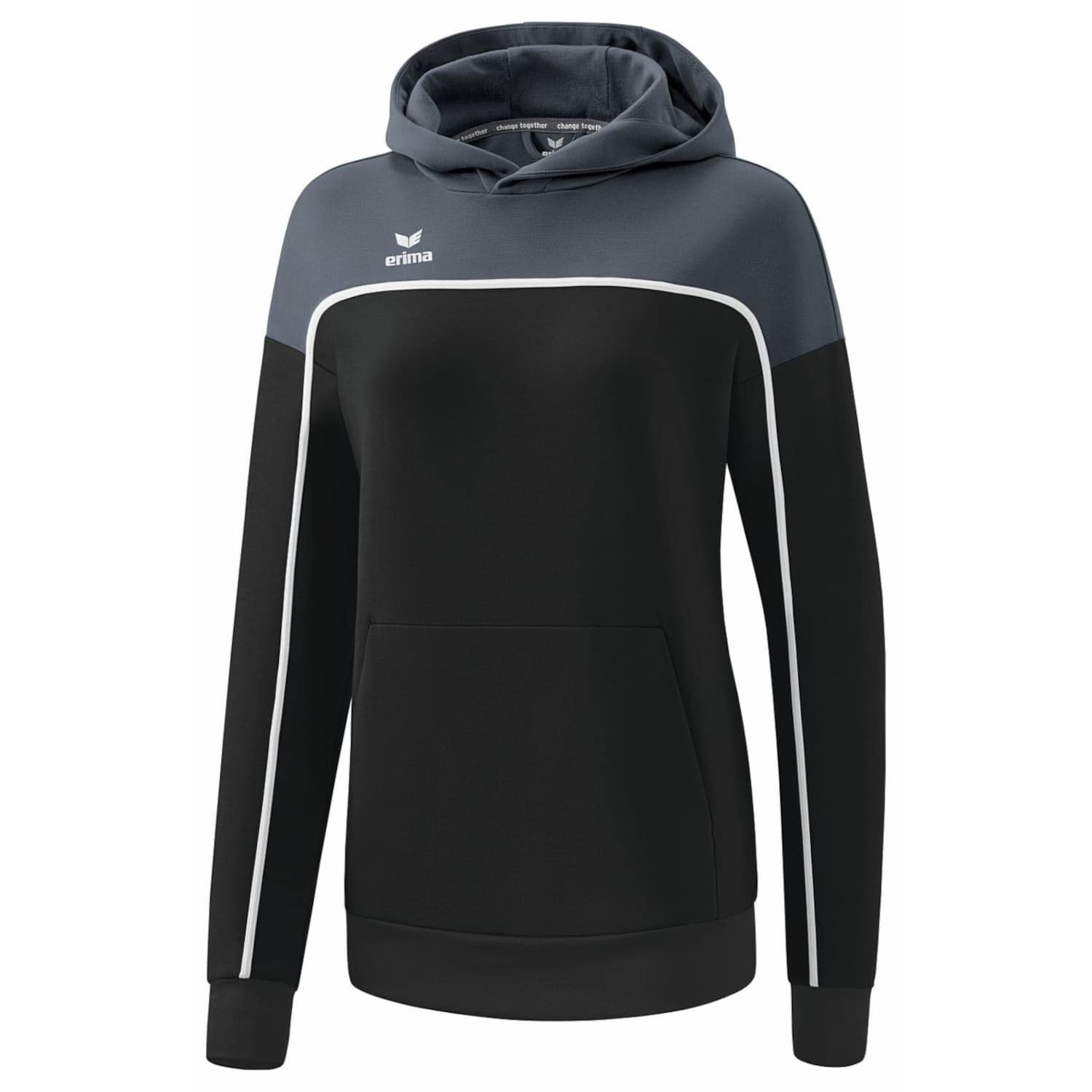 Erima Unisex Women's „CHANGE hooded sweatshirt, black grey/slate grey/white, 38