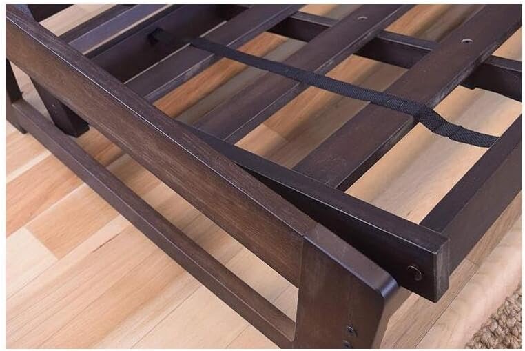Maykoosh Full Size Futon Frame Set - Reclaimed Mocha Finish, Convertible Sofa Bed, Straight Arm Design