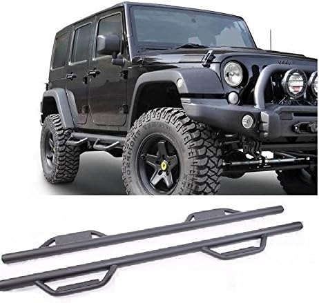 Ajaa 2007-2018 Jeep WRANGLER UNLIMITED Jk 4 door black hoop style running boards (Nerf Bars | Side Steps | Rails)