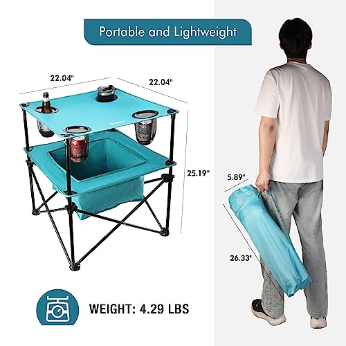 Villey Portable Camping Picnic Table, Lightweight Folding Beach Table With 4 Cup Holders And Carry Bag For Camp, Travel, Fishing, And Outdoor Activities #TOP2