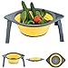 Passoire Pliable Silicone, Pliable Passoire Pliante Cuisine Fruit Basket Panier De Filtre Collapsible Colander, avec Support Et Poignée, pour La Cuisine, Le Camping,Jaune