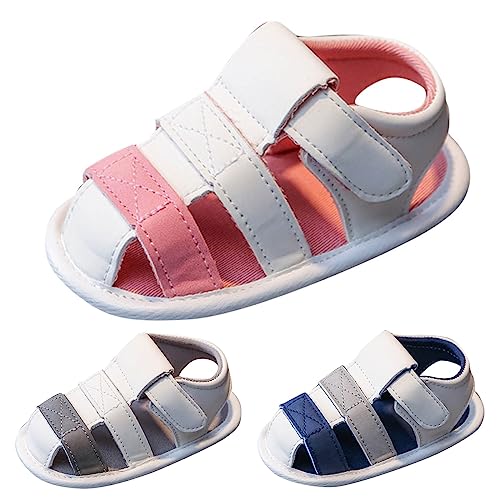 Baby Infant Shoes Boy Girl Sandals First Walkers Crib Shoes Athletic Non-Slip Soft Sole Flat Shoes (Grey, 4 Toddler)2