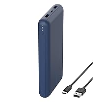 Belkin Caricabatterie portatile USB-C 20K, power bank 20000mAh con ingresso, uscita Type-C, 2 porte USB-A e cavo da USB-C a USB-A incluso per iPhone, Galaxy, iPad, Pixel, AirPods – Blu