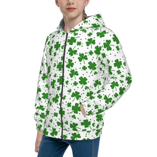St Patrick's Day4 Kid Hoodies Boys Zip Up Sweatshirts Girls Pullover with Pocket