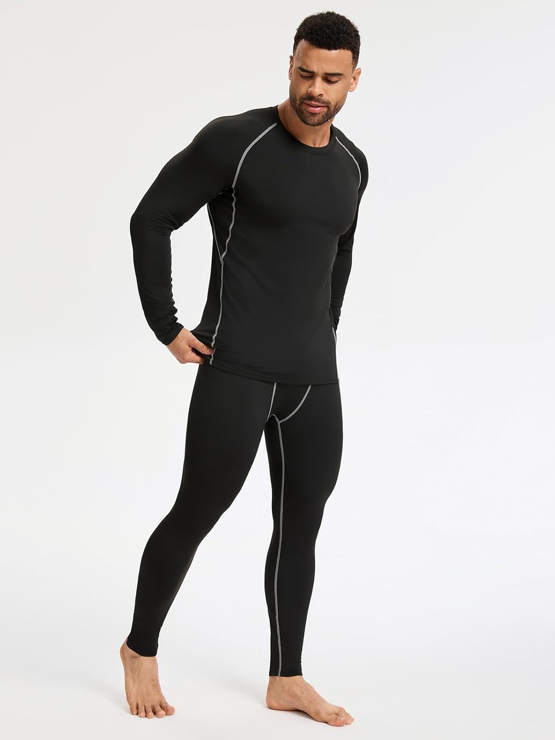 2 Packs Compression Set Men Thermal Underwear for Men Long Johns for Mens Thermals Top and Bottom Set