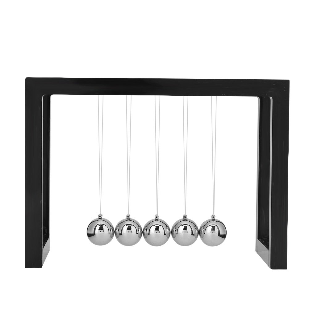 YUMILI Newton Cradle Balance Balls, Physics Learning Desk Toy, Newton's Cradle Balance Pendulum, Metal Physics Science Pendulum Ball for Home Office Decor Ornament Educational Desk (Black)
