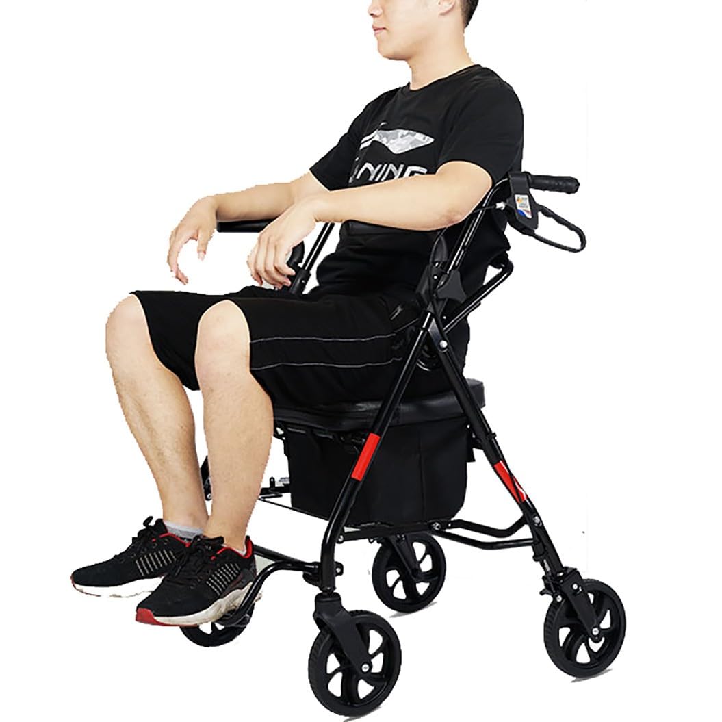 4 Ruedas Caminadores,Andadores Adultos con Asiento,Andador plegable ligero,Rollator plegable para todos los terrenos A