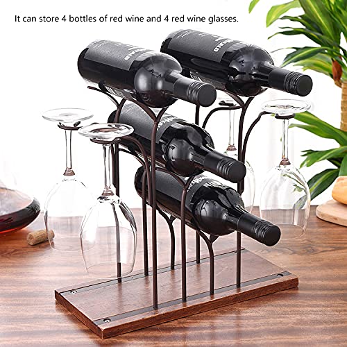 Soporte para botellas y copas para 4 vinos blanco miniatura 3