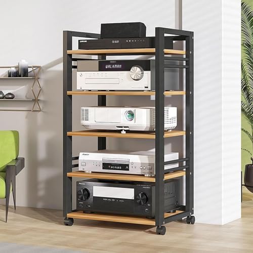 HOFSSI 5-Tier AV Media Storage Cabinet, Adjustable Open Wooden Audio Video Media Cabinet for Home/Office/Theater (Size : 50x40x100cm)