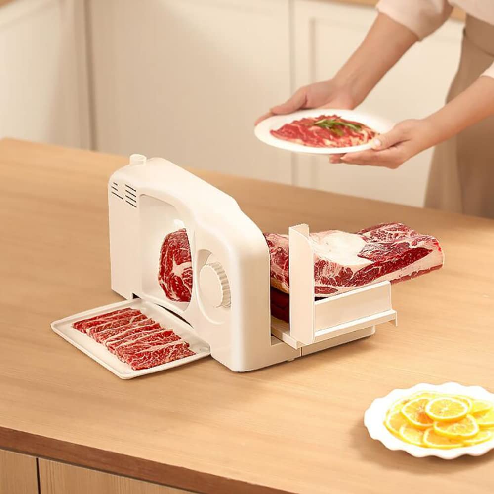 Toplionace Rebanadora Eléctrica de Rollos de Cordero de 220V, Cortadora Automática de Alimentos de Carne de Res Congelada, Adecuada para Rebanar Pan, Vegetales, Bloques de Frutas