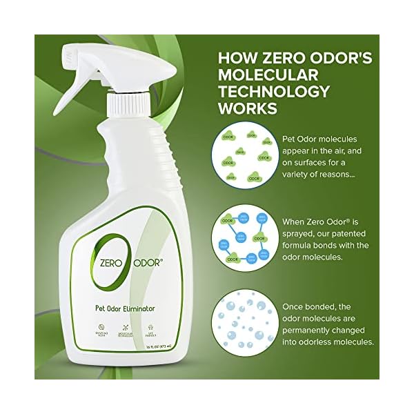 Zero odor - pet odor eliminator - permanently eliminate air & surface odors – patented molecular technology best for carpet, furniture, pet beds - smell great again (over 400 sprays per bottle) - image 6
