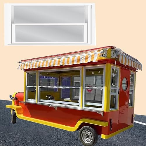 Ventana Ventana de Popa Empotrada para Vagón Comedor, Ventanas Corredizas de Vidrio Templado Transparente con Tornillos, Ventana de Iluminación de Repuesto con Cerradura para Casa Móvil(40 x 27 in (1