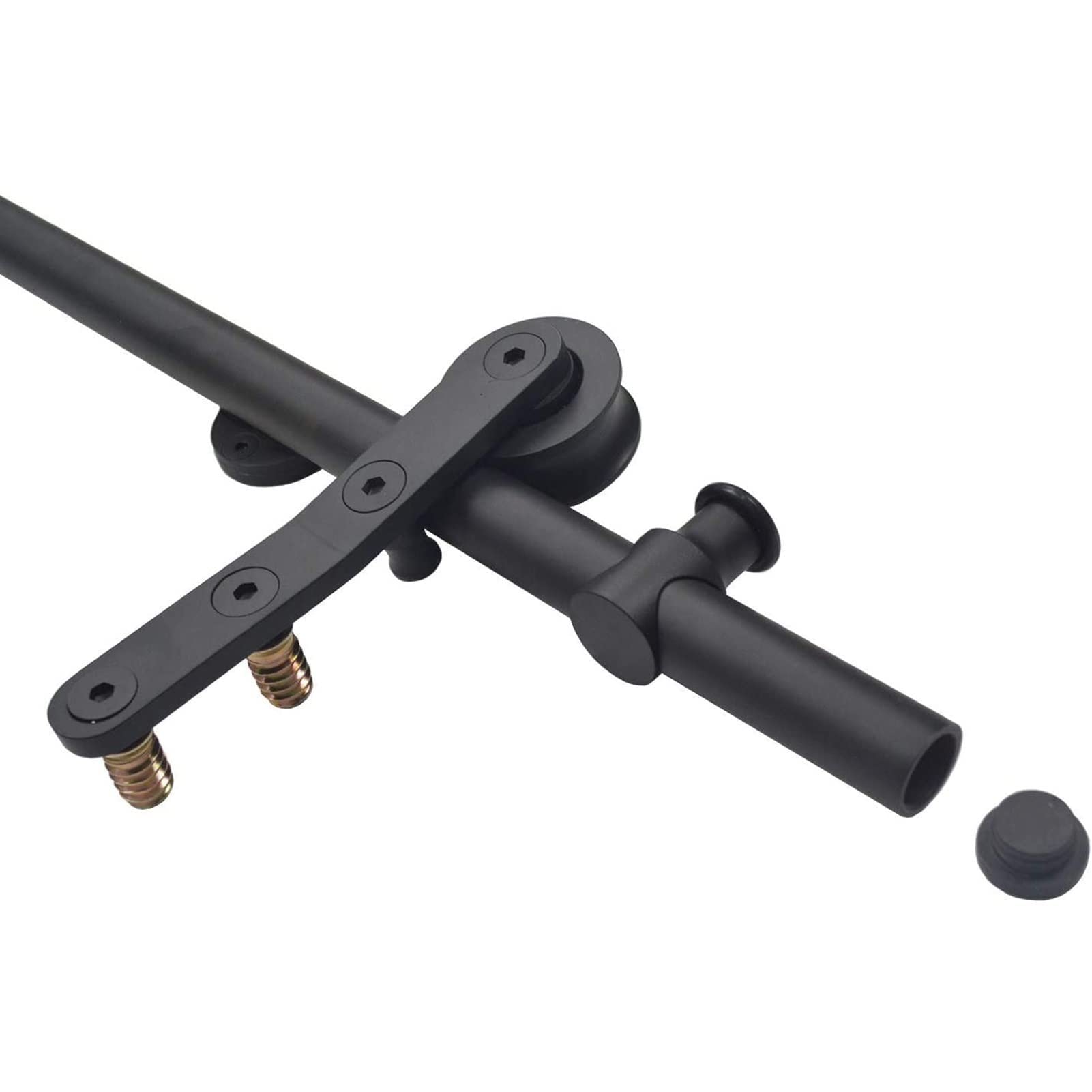 Kit Di Ferramenta Scala Della Libreria Rotolamento - Set Ferramenta Di Binario Porta Scorrevole, Accessorio Per Binario Per Scale Mobile Nero (con Rulli A Pavimento), Adatto Per LOFT/libreria