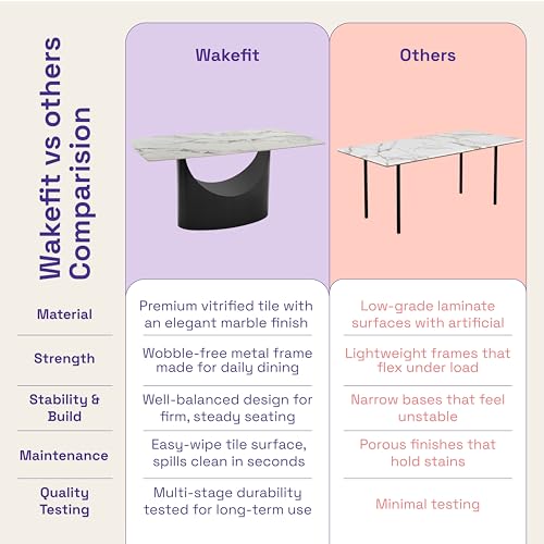 Image of Wakefit Taco Dining Table - 6 Seater Marble Finish Top
