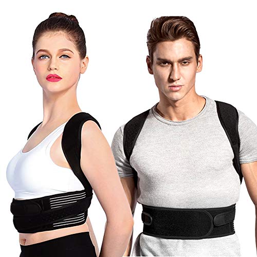 Doact Corrector de Postura， Brace Clavícula Apoyo de Espalda Superior de la Espalda Hombro Adelante Cabeza Cuello Correas de Ayuda Mejorar y Corregir la Mala Postura para Mujeres y Hombres L(35'-45')