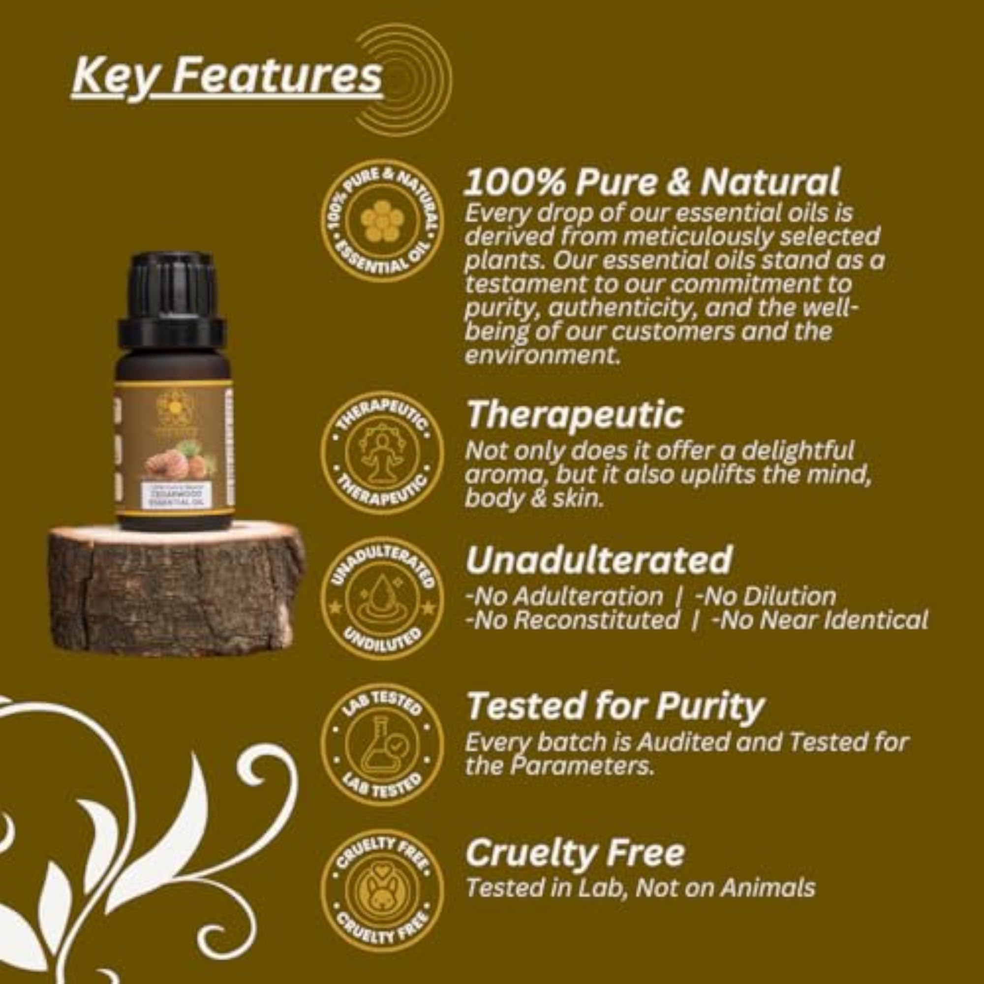 ULLASSA Cedarwood Essential Oil for Relaxation & Stress Relief