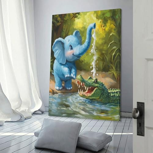 Décoration murale éléphant tableau salon contemporain chic - 3