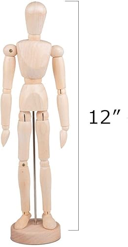 Miniatura 2 de ZXZCTTC Paquete de 2 maniquíes de madera de 12 pulgadas de alto de hombres y mujeres, maniquíes de artista con adornos de soporte, ideal para