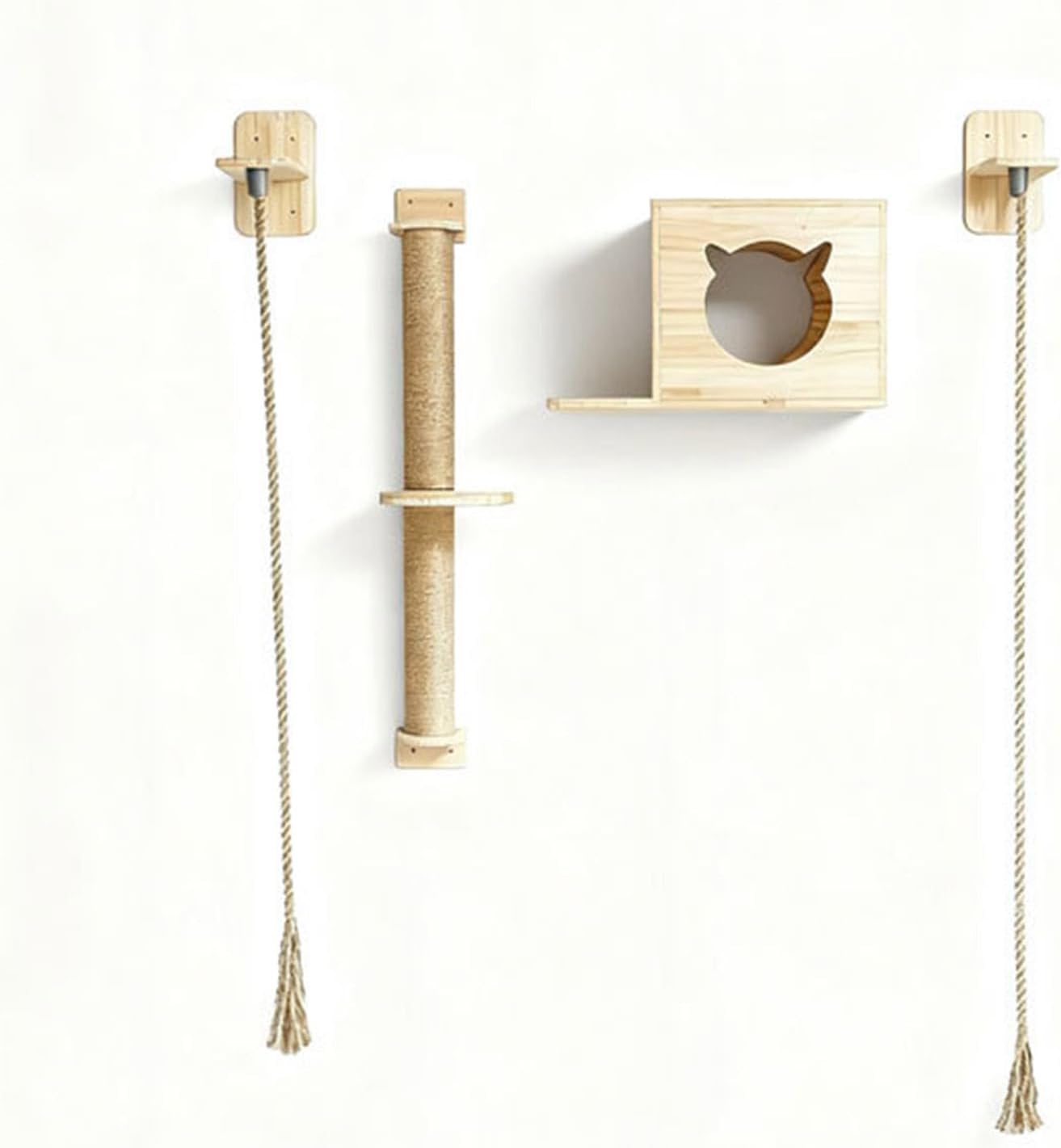 Pet Bed Kitten Rope Climbing Interactive Shelf Wall Mount for Pet Wood Toy Supplies Cats Climbing Shelf