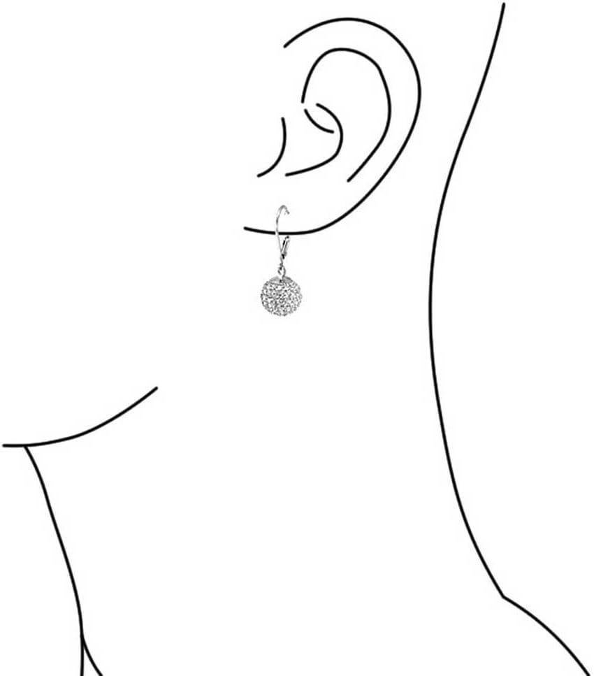 Modern Retro Jewelry Set Cubic Zirconia Pave Lever Back Drop Disco Ball Earrings CZ Round Disco Ball Cocktail Statement Ring For Women .925 Sterling Silver