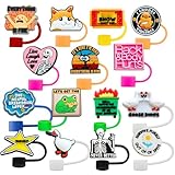 16PC Funny Straw Topper Fun Cute Kawaii Cup Cap Silicone Lid Cover for Meme Drinking Tumbler Decor Water Bottle Adult Men Women Nurse Medical Attachments Accessories Supplies Work Office Gifts