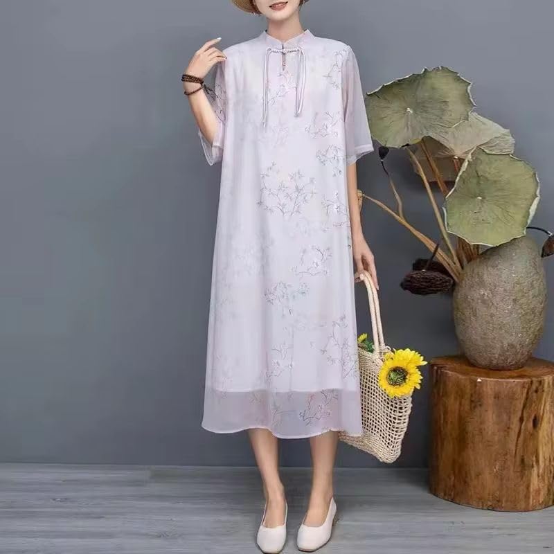 Robe d'été style chinois à franges fluide et confortable pour cocktail - 7