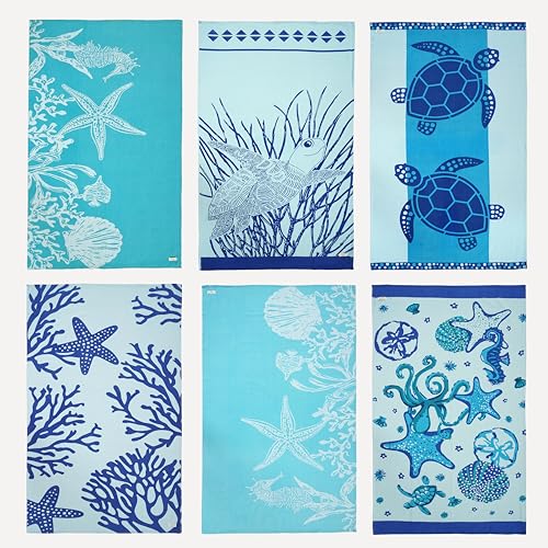 LANE LINEN Beach Towels 6 Pack, Oversized Pre-Washed Large Stylish Pool Towels for Adults, Quick Dry Lightweight Travel Towel, 39'x71' - Coral Beach