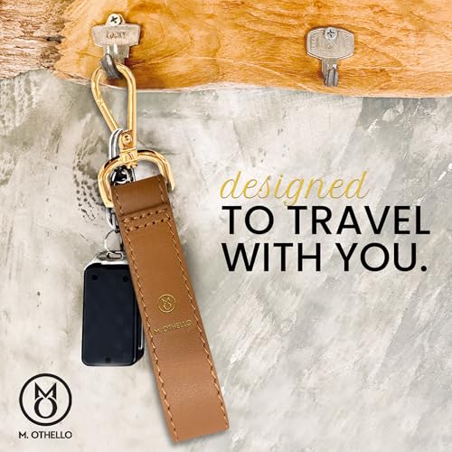 Image of M.Othello Handmade Italian Leather Keychain - 100% Authentic Calf Skin, Gold Hardware, Unisex, Elegant & Timeless Design for Effortless Style in Brown