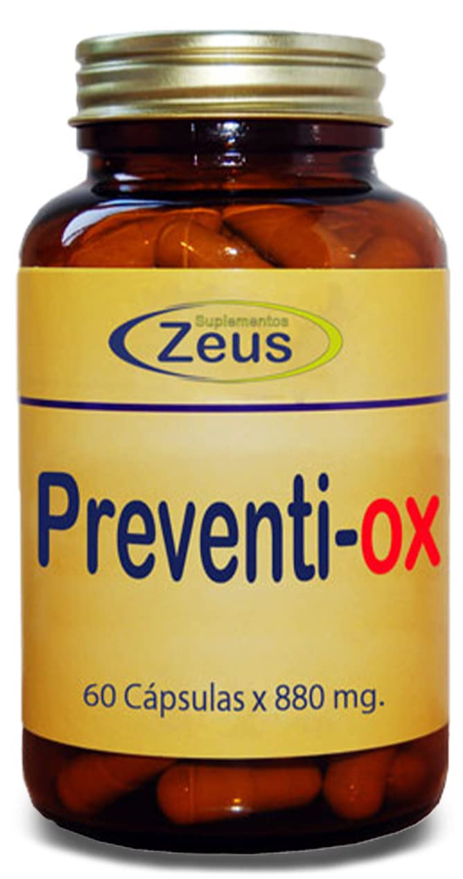 Suplementos Zeus PREVENTI-OX | Potente antioxidante | Complemento Alimenticio a base de Aminoácidos, SOD, CoQ10 y Plantas | 100% Vegano | 60 Cápsulas Vegetales