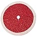 iPEGTOP 42" Quilted Christmas Tree Skirt - Happy Santa with White Tree Snowflake Holiday Decorations - Red stitching Beige Tartan Rim