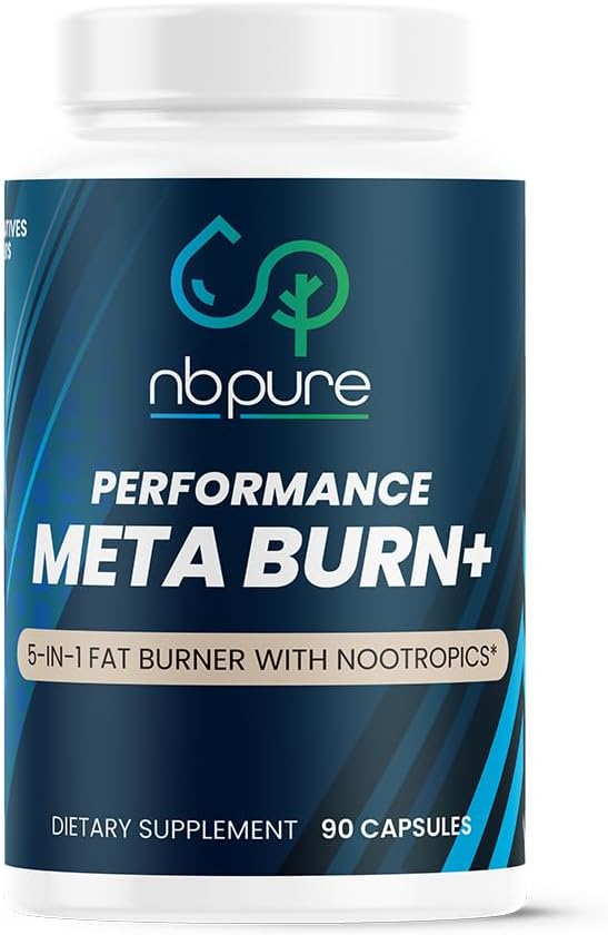 nbpure Meta Burn+ Natural 5-in-1 Fat Burner: Metabolism, Energy, Focus, diuretics, Stress – Green Tea, Guarana, Ashwagandha, Grains of Paradise + More