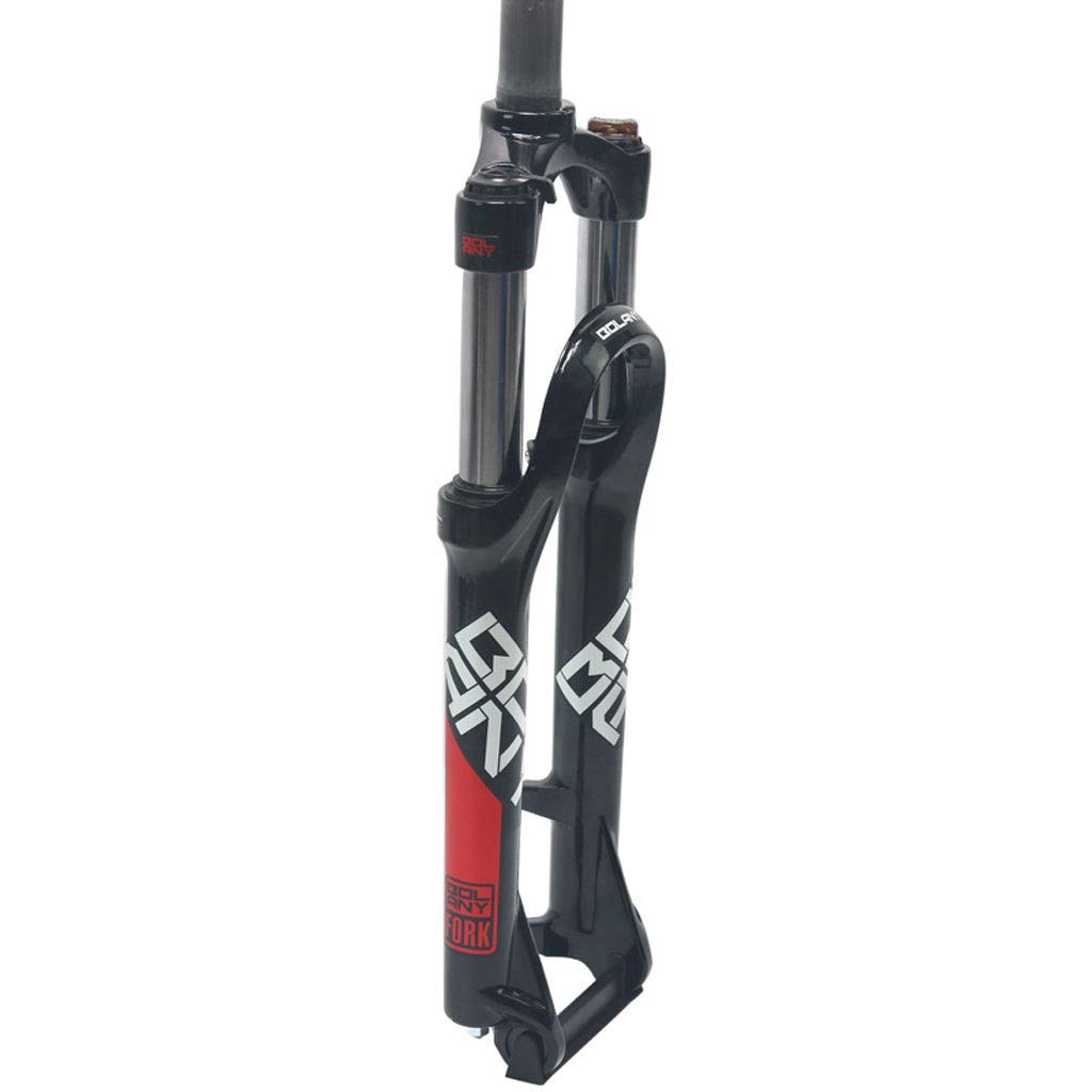 Widelec rowerowy 24-calowy, 28,6 mm prosta rura ze stopu aluminium MTB pneumatyczny amortyzator hamulec tarczowy podróż 100 mm (kolor: biały, rozmiar cala)
