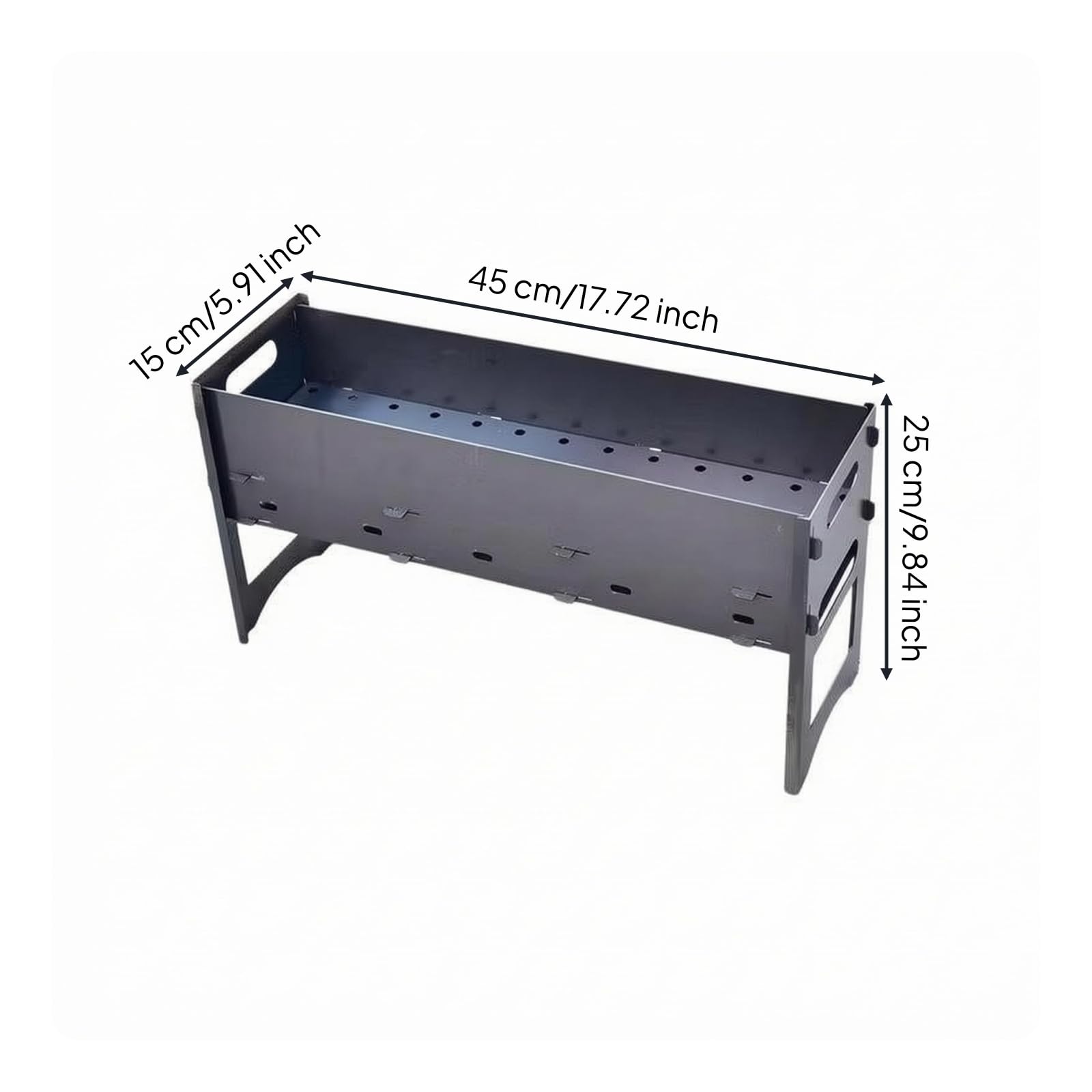 Outdoor Tragbarer Grill Holzkohlegrill Brikettgrill Faltgrill mit Luftzirkulation durch Seitenlöcher Metallgehäuse Seitlichen Ausschnittgriffen, style to 1