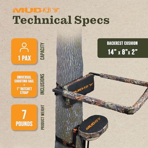 MUDDY Game Universal Shooting Rail Rest with Convenient Flip Up Design and Extra Comfort Backrest for Outdoor Big Game Hunting, Black