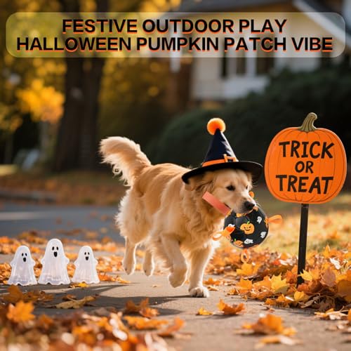 Image of Dog Toys Balls, Dog Soccer Ball with Straps, Dog Birthday Gifts, Durable Balls for Small Medium Pet, Puppy Outdoor Toy, Pet Training Soccer Ball, World Cup Soccer (7.25 Inch) (Ghost, Large)