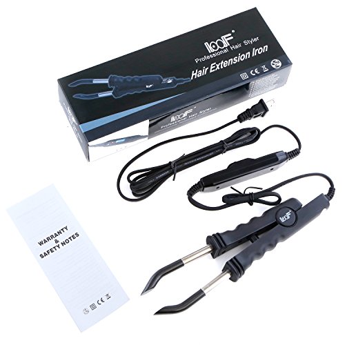 Vlasy Flat Shape Fusion Connector Iron Wand Heat Tools For Keratin Bonded Hair Extensions USA Plug (Black)