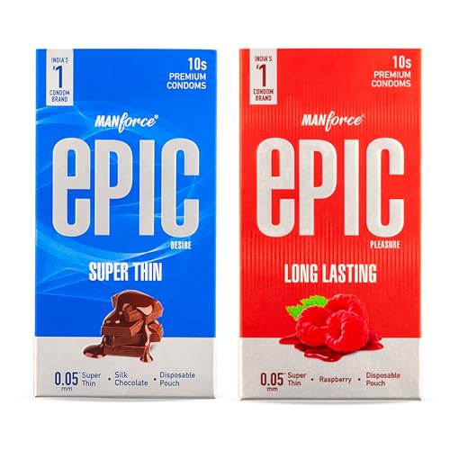 Image of Manforce Epic Combo - Desire & Pleasure | Ultra Thin Condoms | Long Lasting Pleasure for Both | Silk Chocolate & Raspberry Flavoured | 20 Pcs