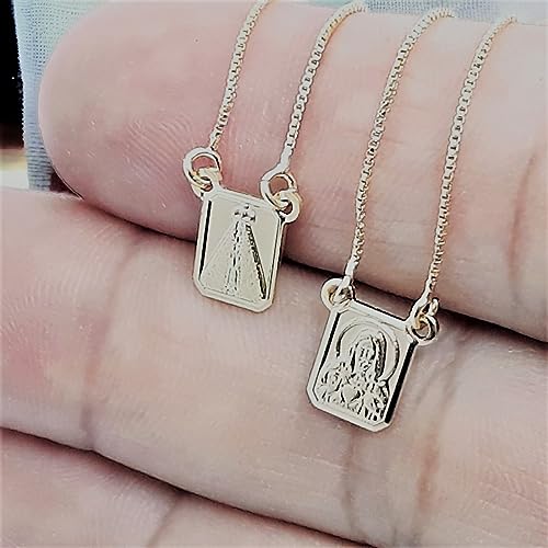 Escapulario Masculino Folheado Nossa Senhora Com Sagrado Coração Jesus